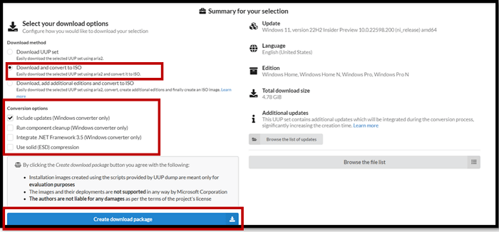 다운로드 패키지 생성