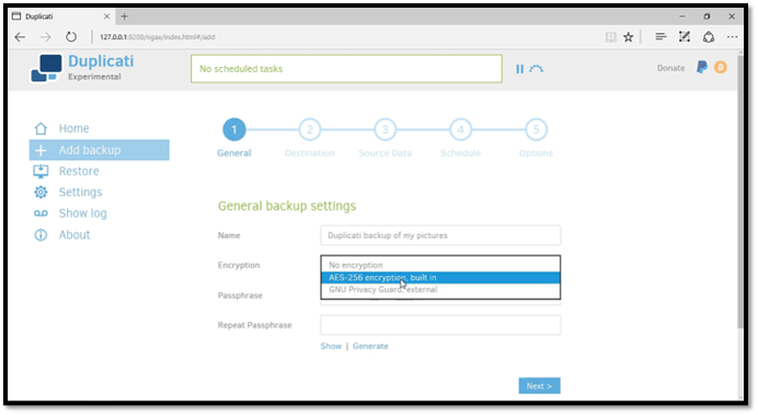 Duplicati 오픈 소스 백업 소프트웨어