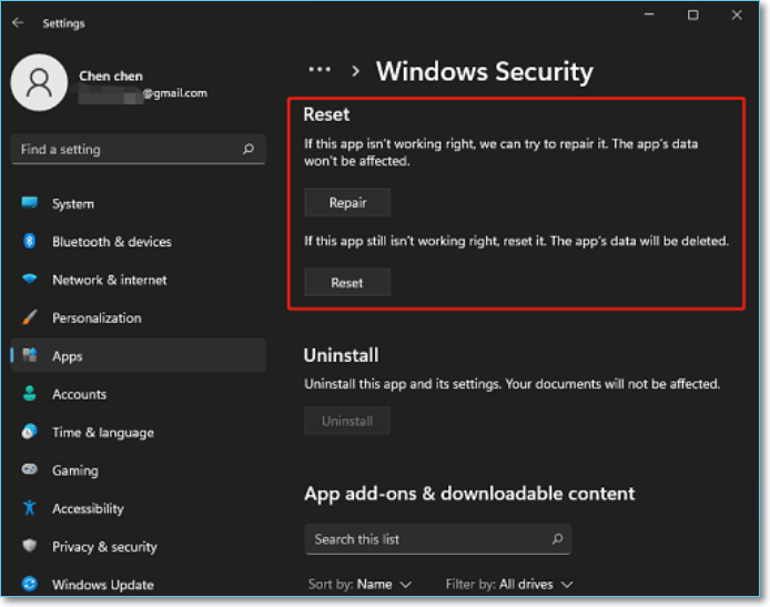 재설정 버튼을 누르십시오
