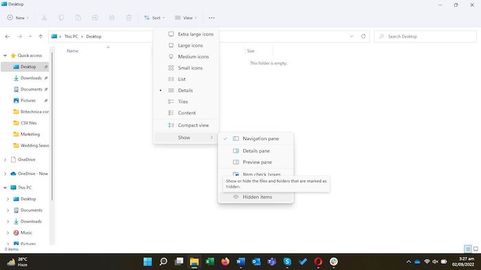 숨김 파일 표시 선택