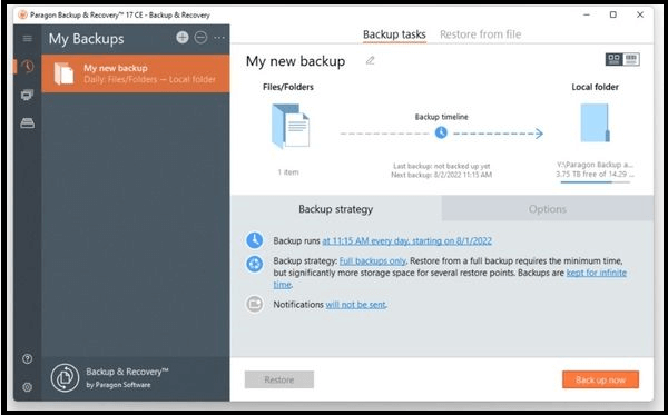 파라곤 백업 복구