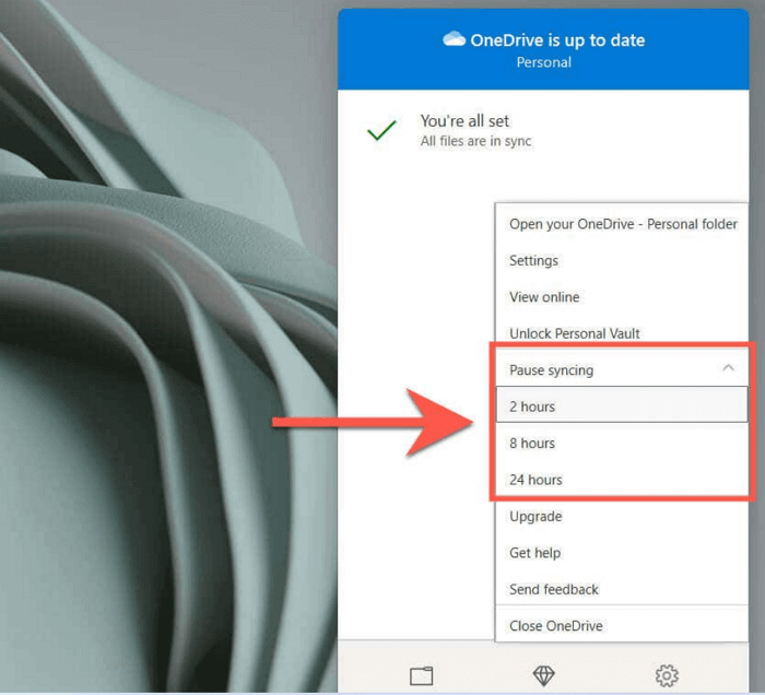 동기화 일시 중지