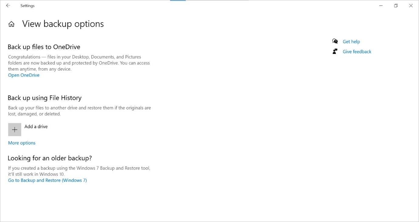 하나의 드라이브 폴더 백업 선택