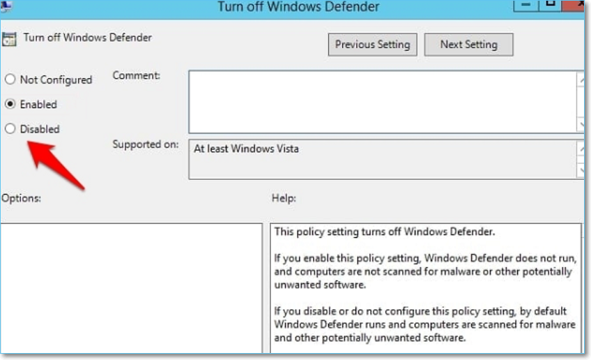 비활성화된 옵션을 선택하십시오