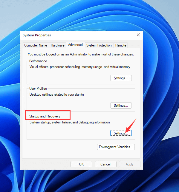 2단계를 시작하도록 기본 Windows 운영 체제 설정