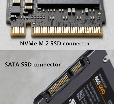 NVMe M.2 SSD 커넥터 및 SATA SSD 커넥터