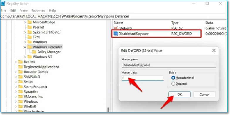 0을 입력하고 확인을 누르십시오.
