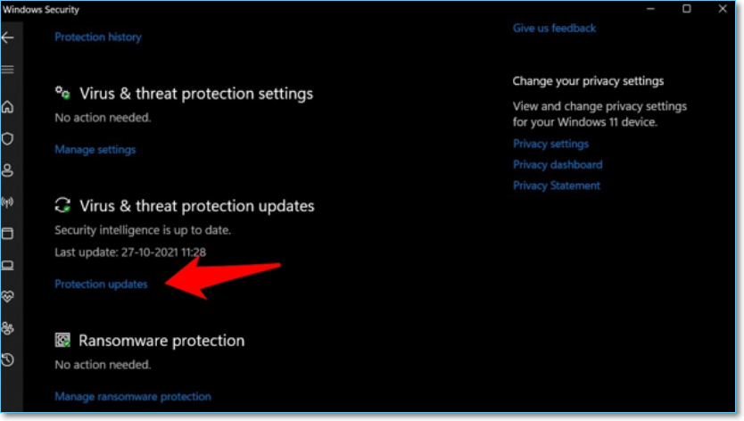 바이러스 및 위협 방지 업데이트