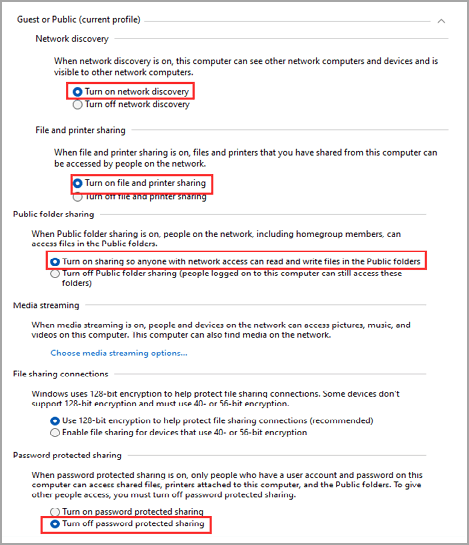 고급 공유 설정 변경