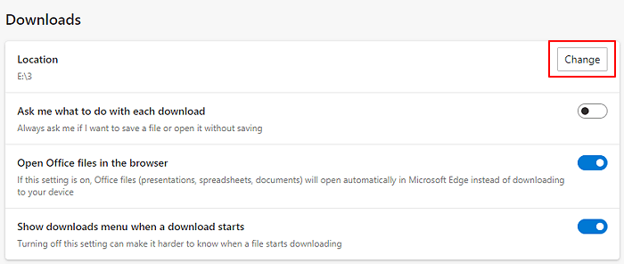 Edge 브라우저의 다운로드 위치 변경