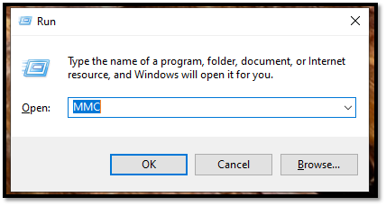 Windows + R을 누르고 MMC를 입력하십시오.