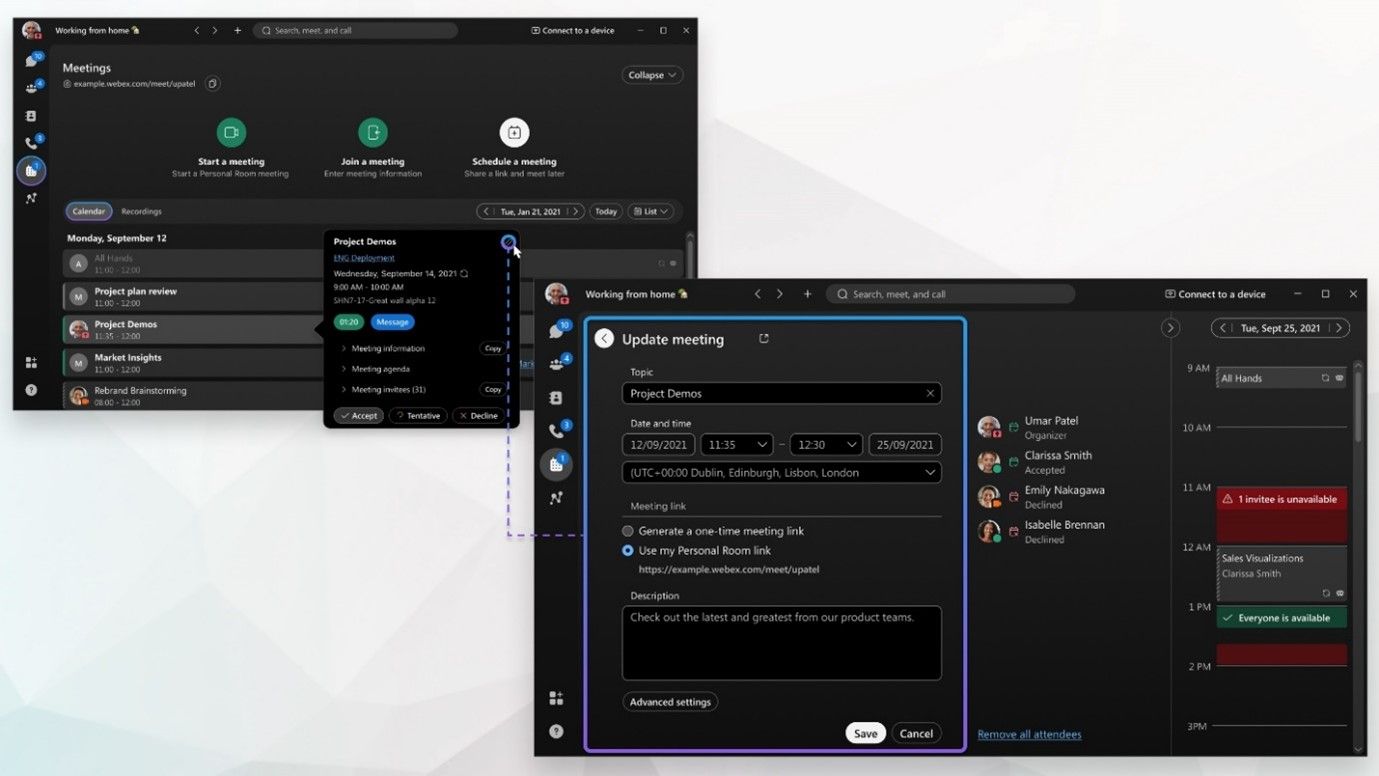 회의 초대장을 발행하다