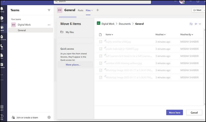 파일의 대상을 선택하고 이동을 클릭합니다.