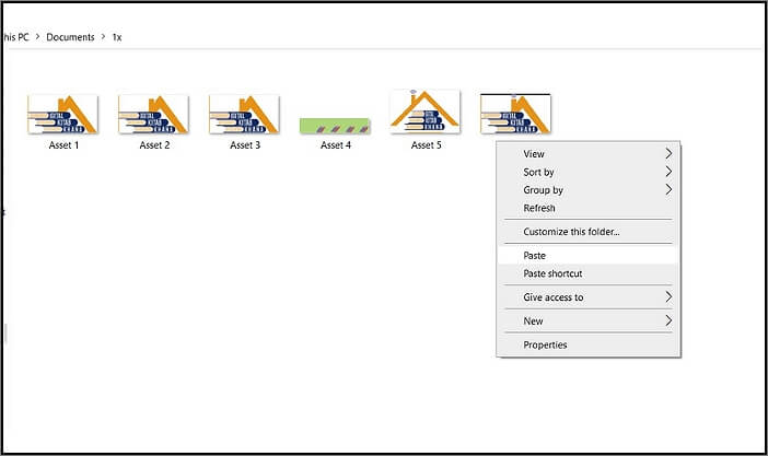 파일을 새 위치에 붙여넣기
