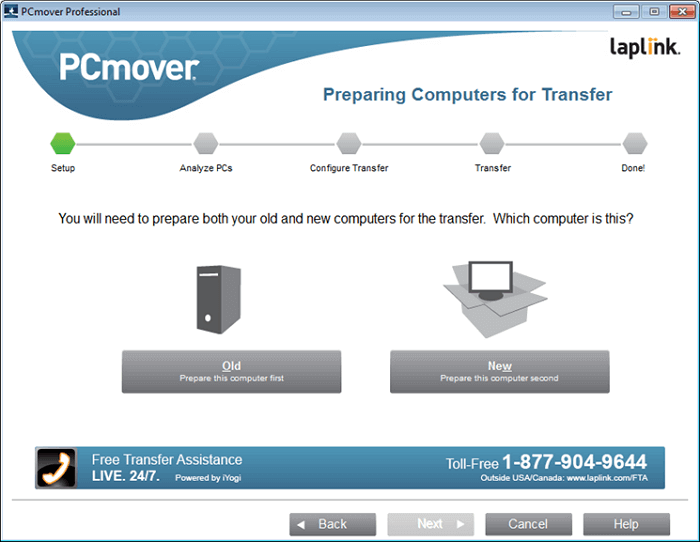 PCmover 인터페이스