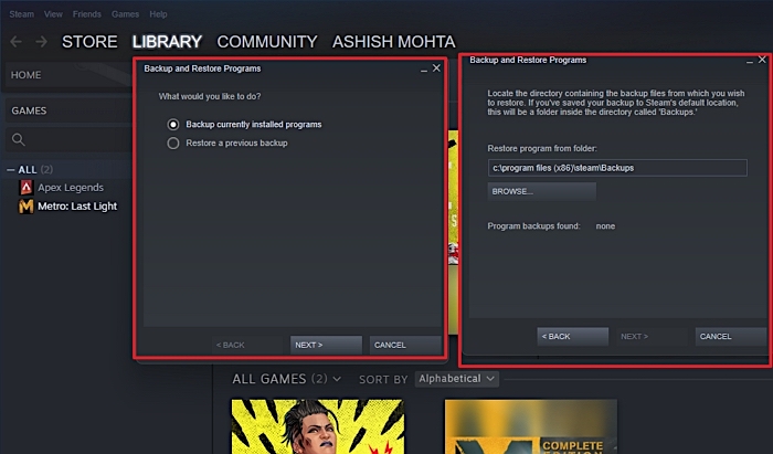 스팀 게임 복원