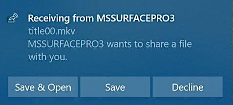 Nearby Sharing 알림 수신