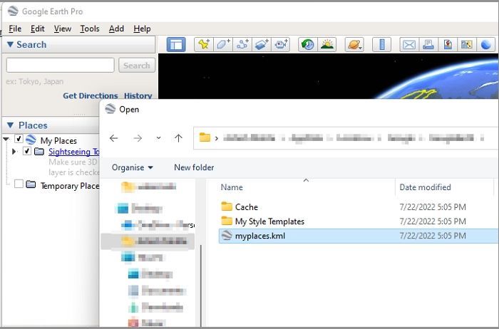 KML 파일 가져오기