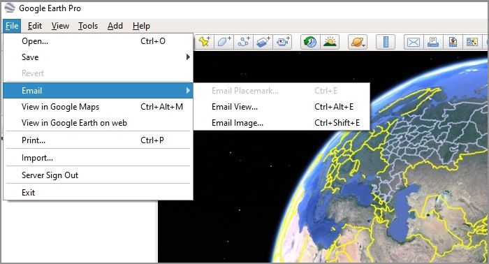 Google 어스에서 이메일 보내기