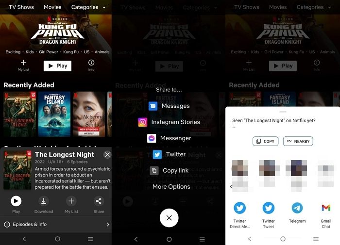 Netflix 프로그램 및 영화 공유