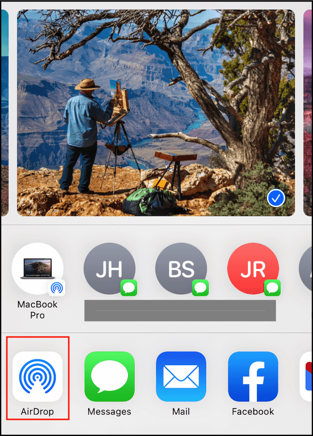 에어드롭을 사용하여 전송