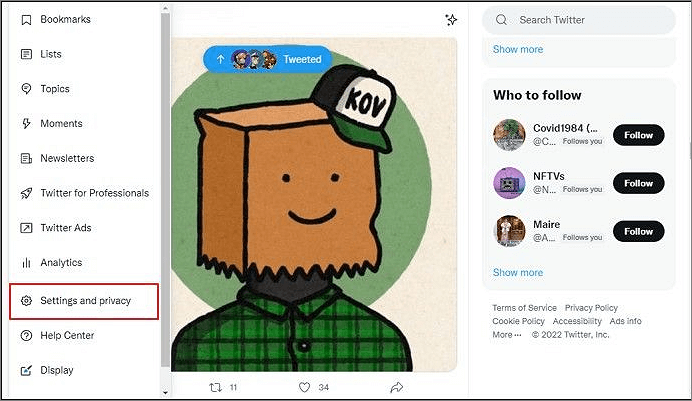 보안 및 개인 정보 보호 옵션 선택