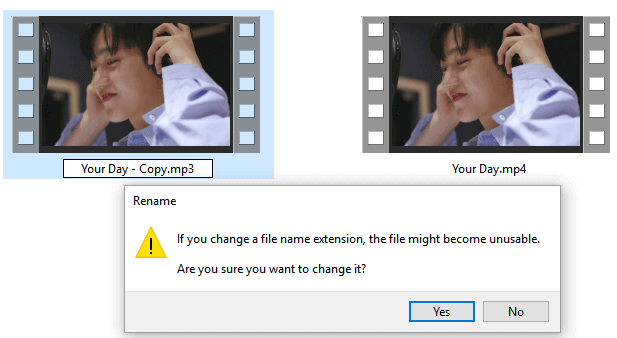MP4 파일 확장자를 변경하십시오.