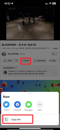 케이팝 비디오 링크 복사