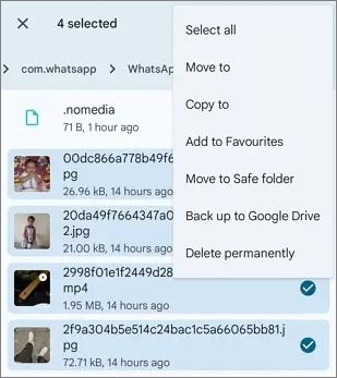 WhatsApp 상태 선택