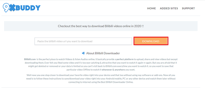 9xbuddy를 통해 Bilibili 비디오 다운로드