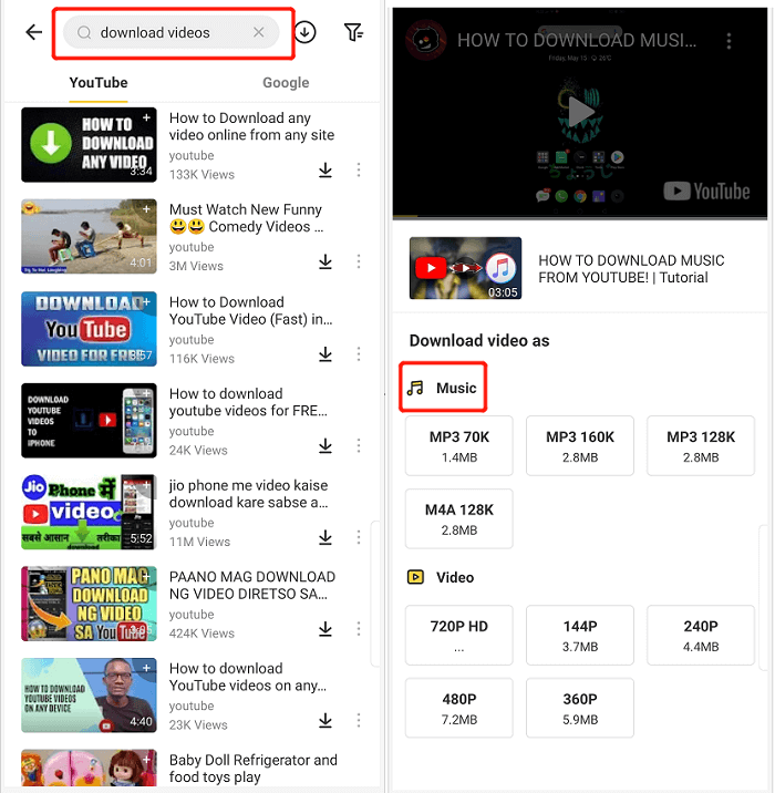 Android용 Snappea로 YouTube 동영상 다운로드