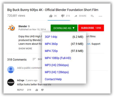 간편한 YouTube 비디오 다운로더