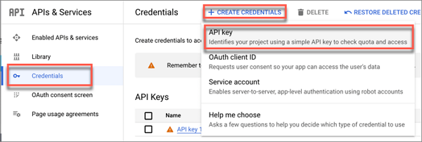Google 드라이브 API 키 생성