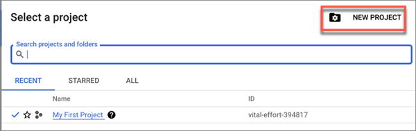 Google Cloud 콘솔에서 새 프로젝트 만들기
