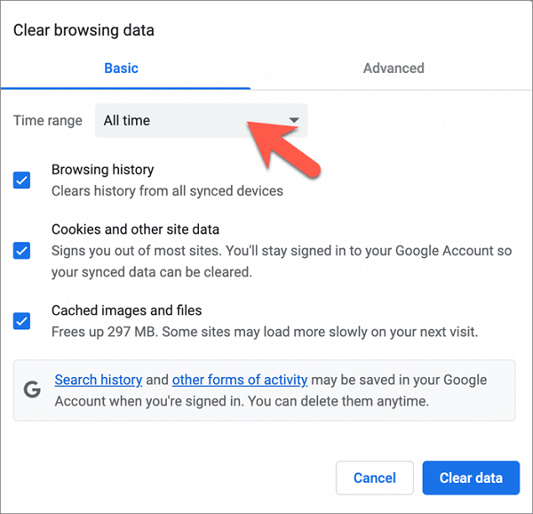 크롬에서 인터넷 사용 기록을 삭제하는 방법
