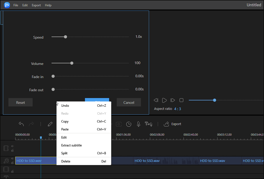 오디오 커터 EaseUS 비디오 편집기