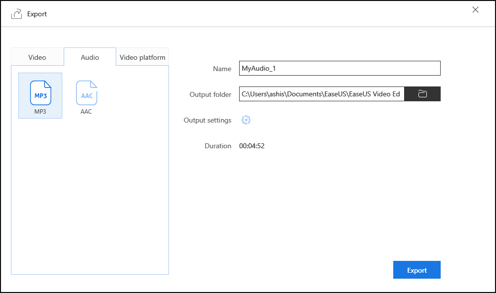 오디오를 MP3 및 AAC 형식으로 변환