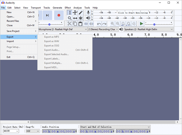 비디오를 오디오로 변환-Audacity