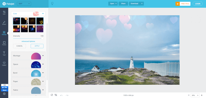 Fotojet은 사진에 오버레이 추가