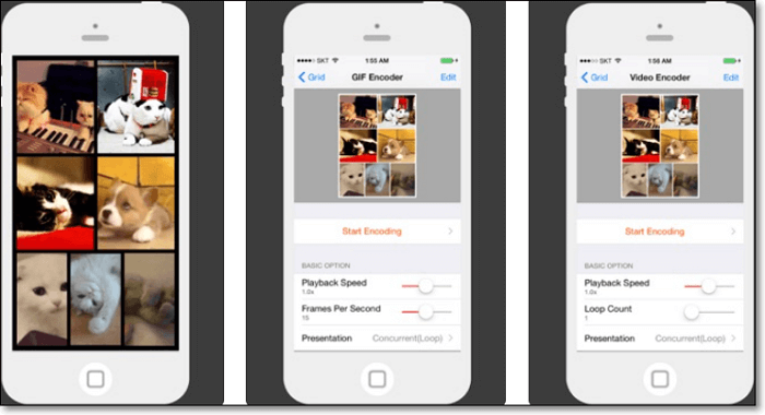 iPhone의 GIF 병합-GIF Grid