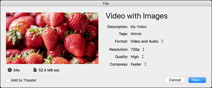 imovie 영상 저장