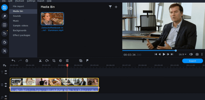 movavi 메인 화면