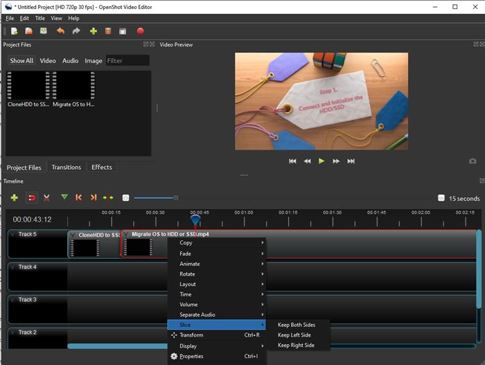 OpenShot을 사용하여 macOS에서 비디오 클립