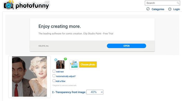 Photofunny는 온라인 사진에 오버레이 추가