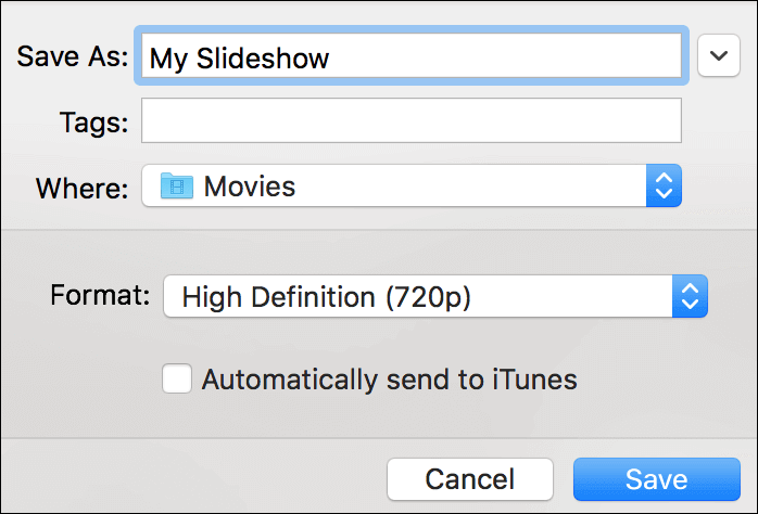 photos slideshow 저장