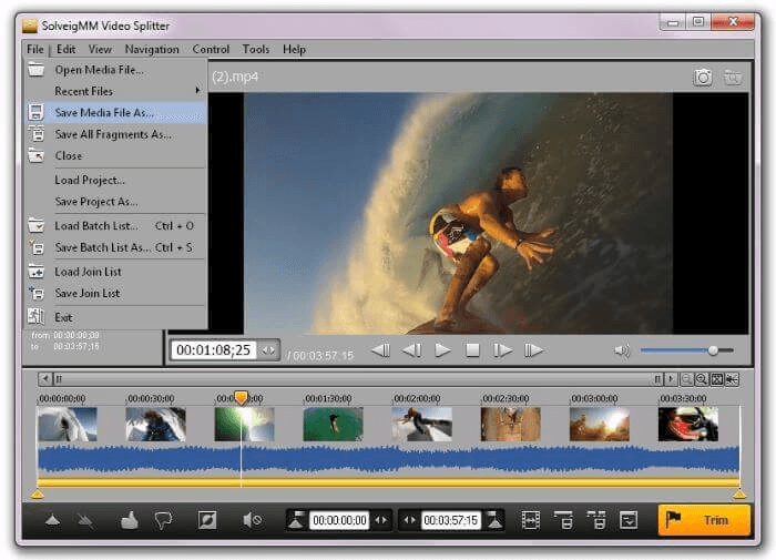solveigmm video splitter 편집화면