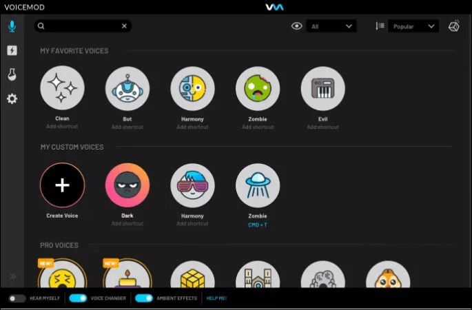 필터를 선택하고 마이크에 대고 말하세요