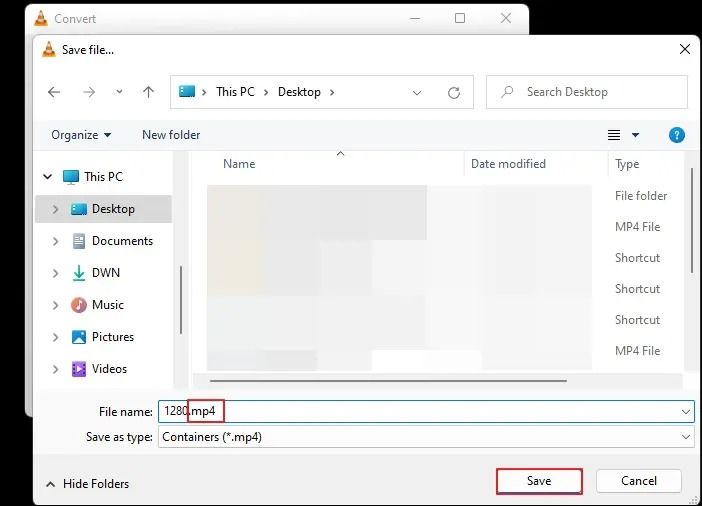저장할 때 MP4 형식을 선택하세요.