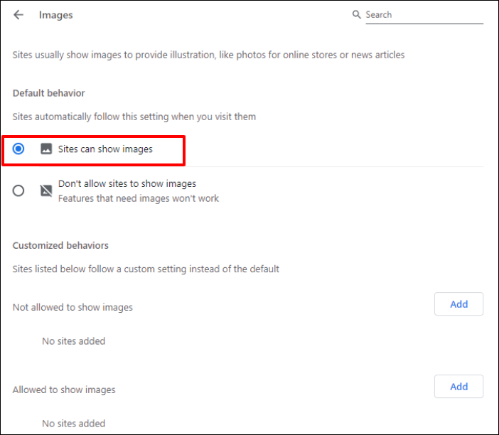 사이트 옆에 있는 원을 체크하면 이미지를 볼 수 있습니다.