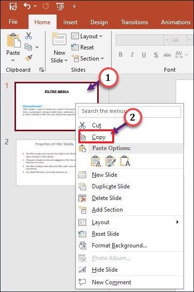 슬라이드를 하나씩 복사하여 붙여넣기
